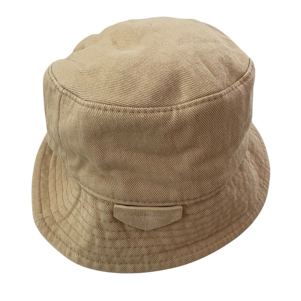Ruslan Baginskiy Womens Size Small Khaki Cotton Canvas Suede Trim Bucket Hat euc